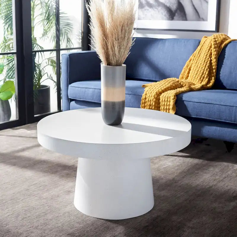 SAFAVIEH Berenice Round Coffee Table - Paper Mache - Dimensions: 31.6" W x 31.6" L x 17.8" H