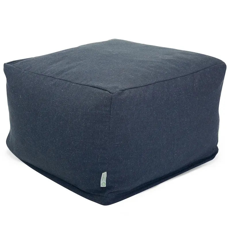 Majestic Home Goods Indoor Wales Poly/Linen Ottoman Pouf - 27" L x 27" W x 17" H