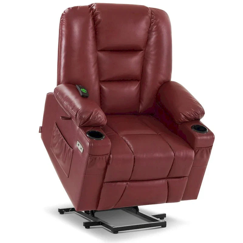 MCombo Compact Power Lift Recliner Chair with Massage and Heat for Seniors, Faux Leather Model 7569