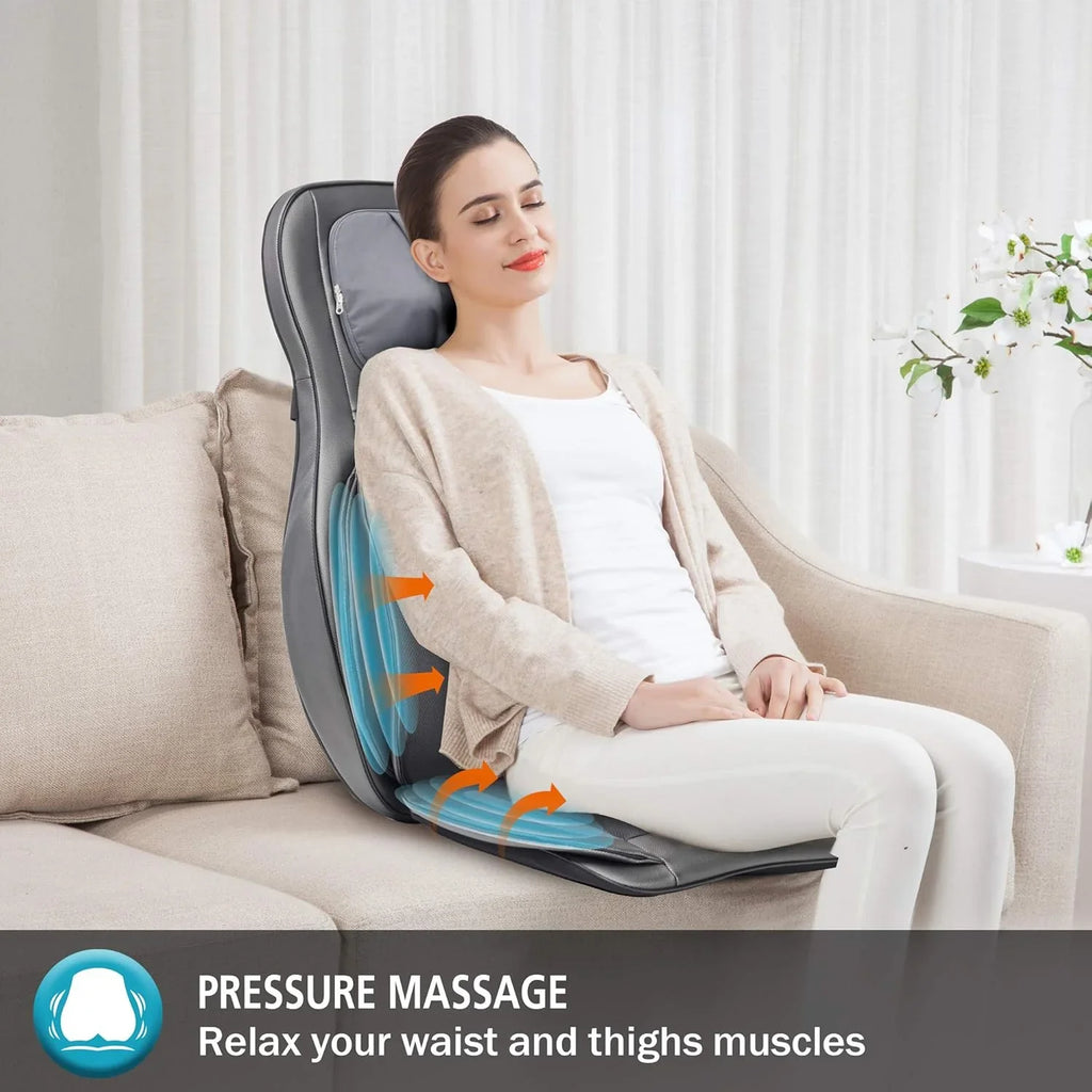COMFIER Massager Chair with Heat Shiatsu Neck Back Massager Portable with Compress & Rolling Massage Chair Pad for Full Back Neck & Shoulders Full Body Pain