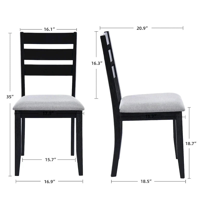 Set of 4 Slat Back Wooden Dining Chairs