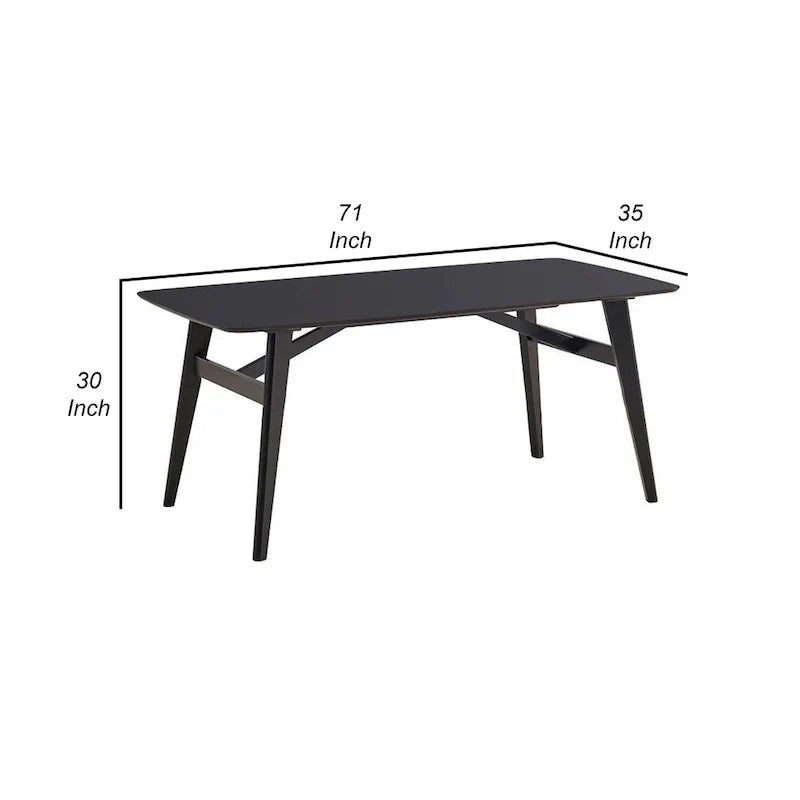 Iora 71-Inch Industrial Dining Table with Rounded Corners in Black Wood