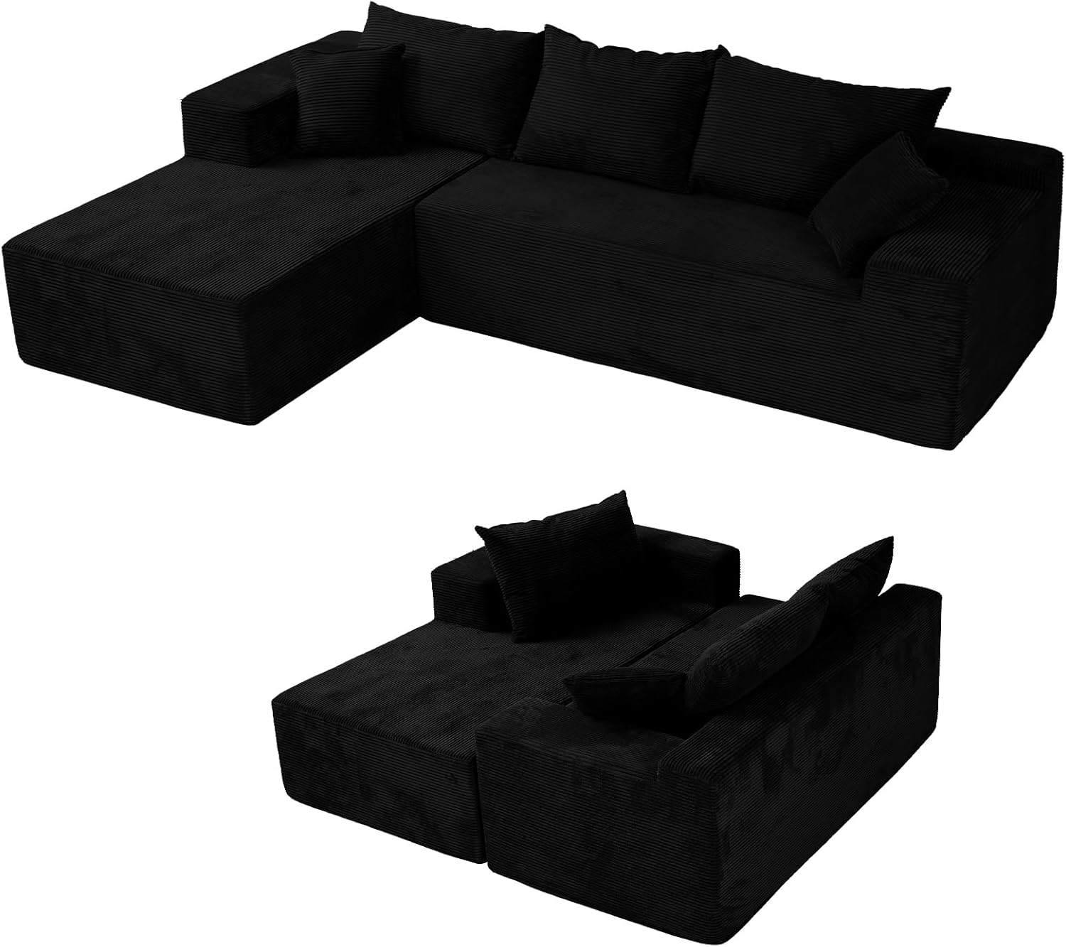 Cloud Sectional Couch with L-Shape Chaise,Modern Modular Sofa with Deep Seat, Upholstered Couches for Living Room Bedroom,No Assembly Required, Beige (Left Facing Chaise)
