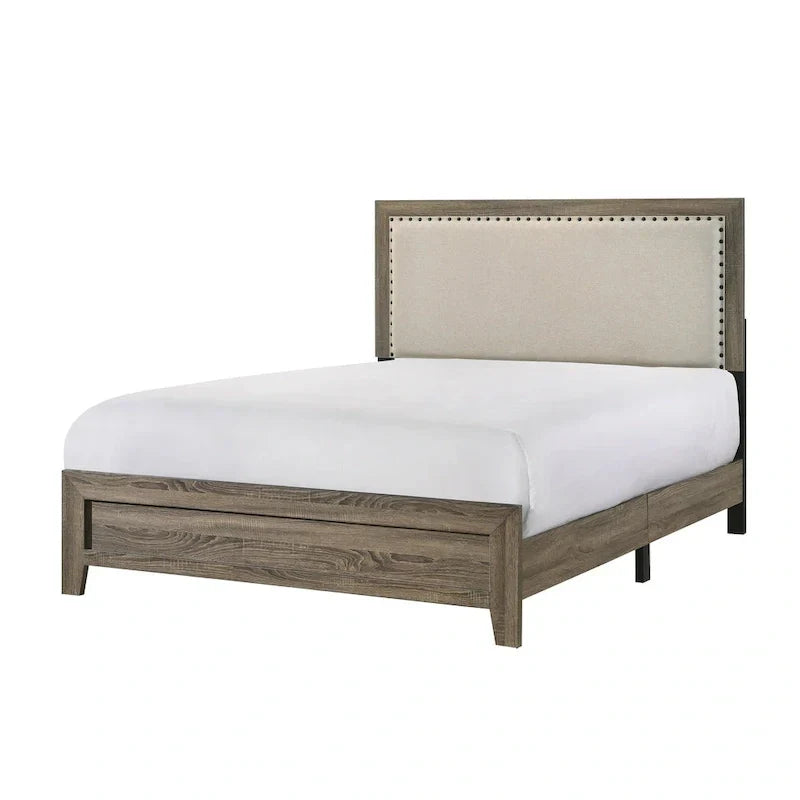 Linette 6-Piece Grey Contemporary Solid Wood and Veneer Upholstered Bedroom Set