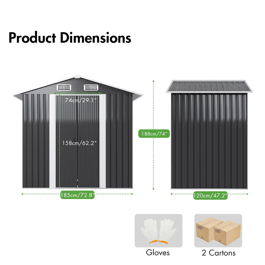 Garden Shed Outdoor Storage Shed 131x195x186cm