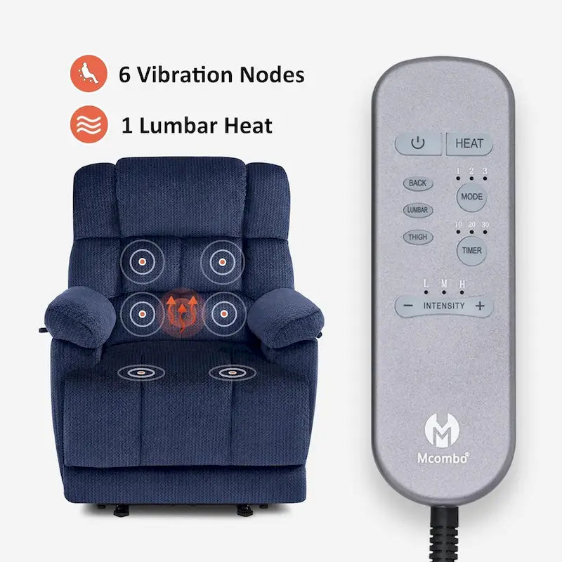 MCombo Heated Massage Electric Recliner Chair for Living Room - Fabric R6233