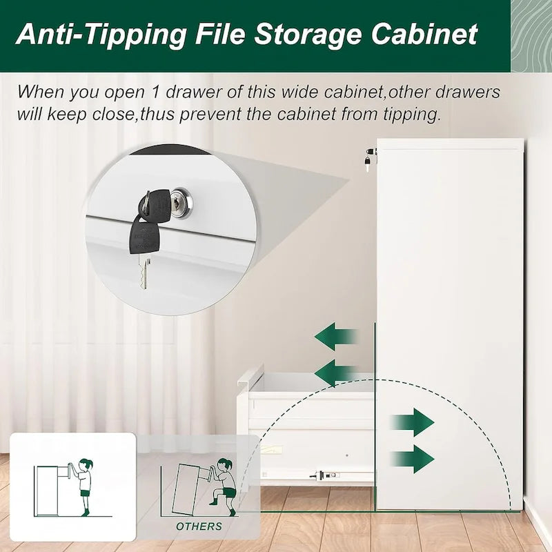 Metal Locking File Cabinet with 3 Drawers for Home Office