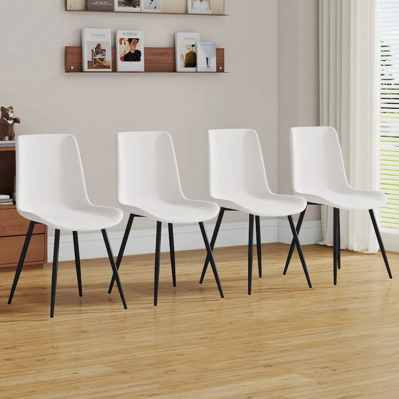 Set of 4 Modern Artificial Leather Dining Chairs for Kitchen