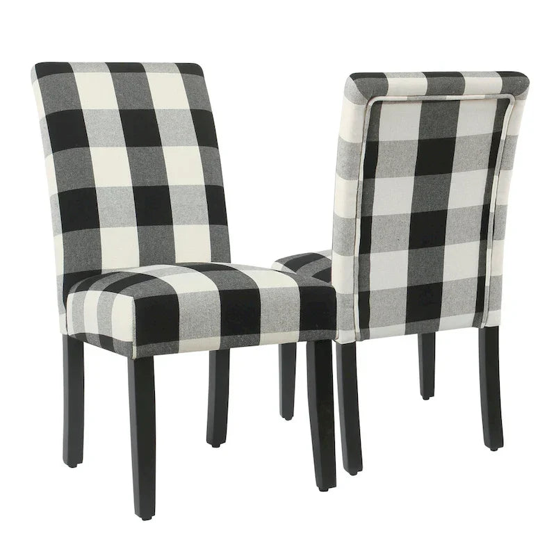 Set of 2 HomePop Black Plaid Parsons Dining Chairs