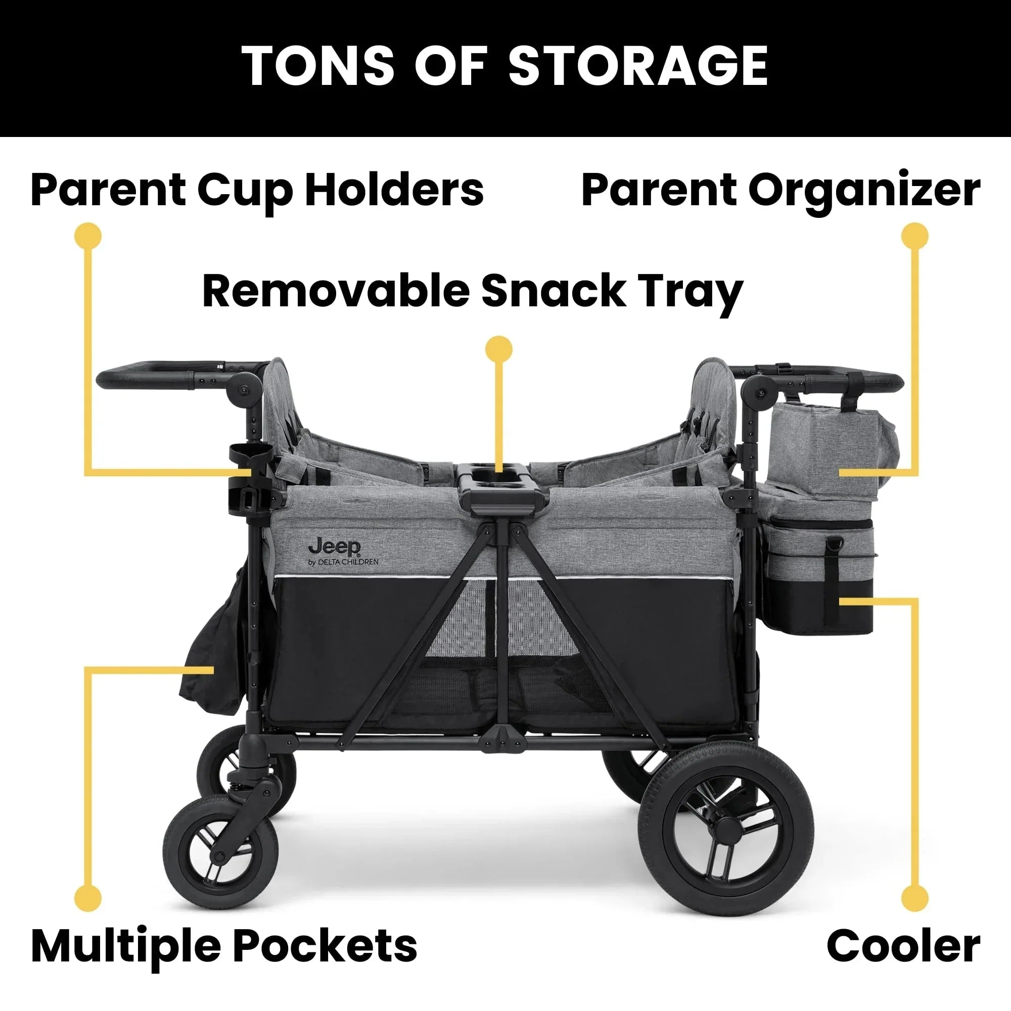 Jeep Wrangler Deluxe 4 Seater Stroller Wagon by Delta Children