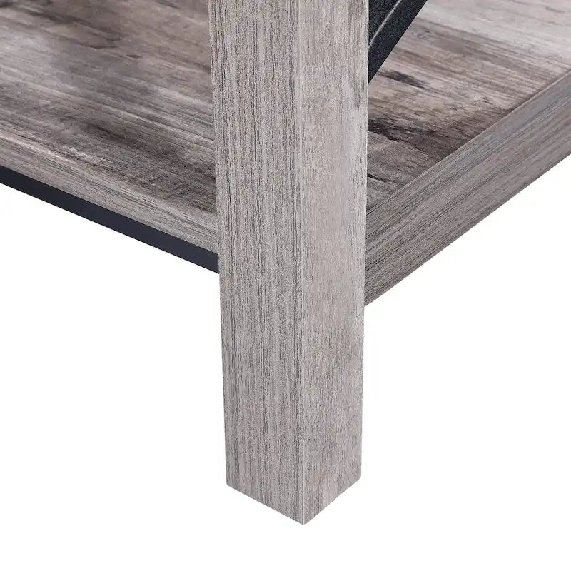 Ledel Rustic Farmhouse Accent End Table with Storage Shelf