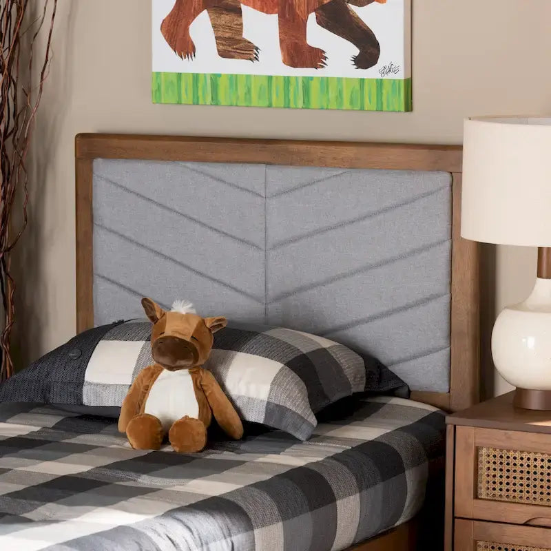 Iden Twin Headboard in Grey - Modern and Contemporary Fabric and Wood Design