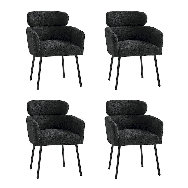 Set of 4 Amos Modern Boucle Dining Chairs with Adjustable Feet by HULALA HOME
