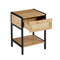 Set of 2 Rattan Nightstands with Drawers