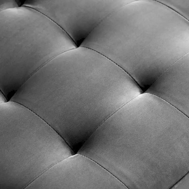 Mid Century Velvet Sofa with Tufted Back and Wooden Legs