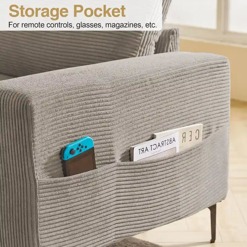 HOOOWOOO L-Shaped Upholstered Sofa with Stylish Metal Legs