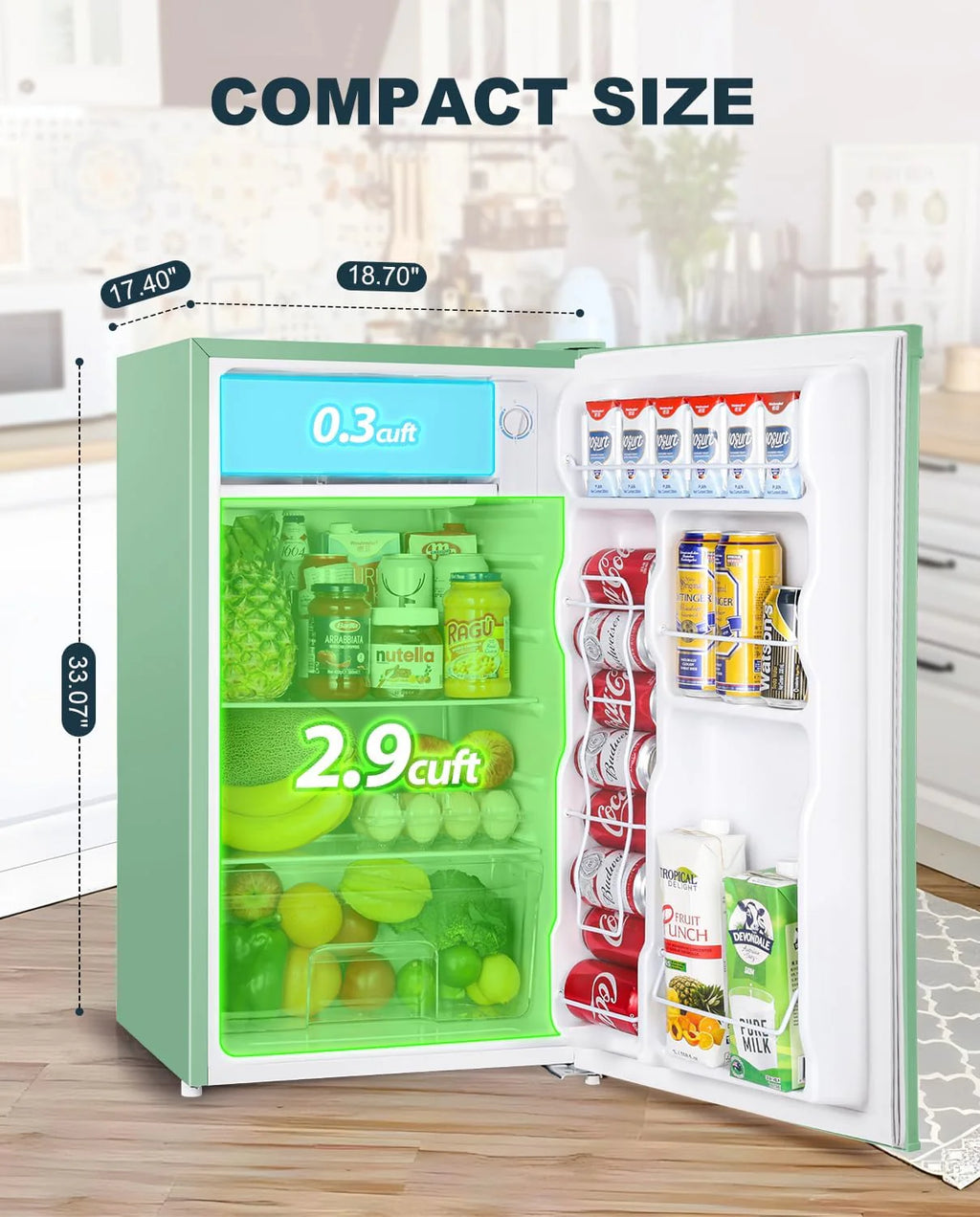3.2 Cu.Ft Mini Fridge with Freezer �� Single Door Compact Refrigerator for Dorm, Bedroom, or Office �� Adjustable Thermostat, Black