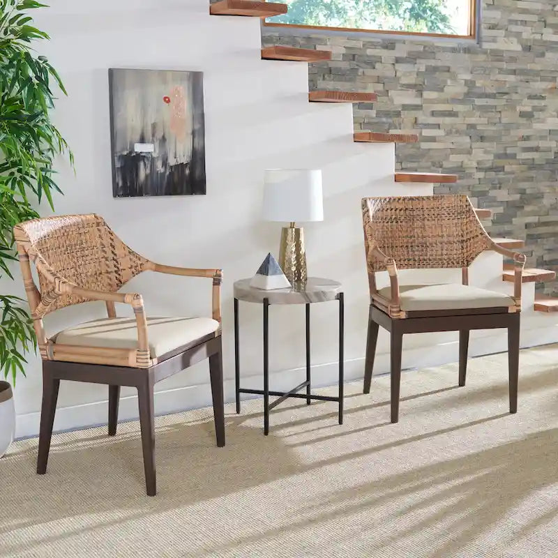 SAFAVIEH Saveta Honey Armchair - Dimensions: 23" W x 22.5" D x 34" H