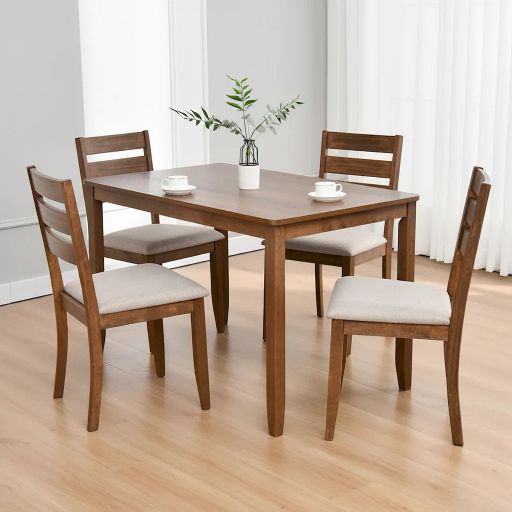 Set of 4 Slat Back Wooden Dining Chairs