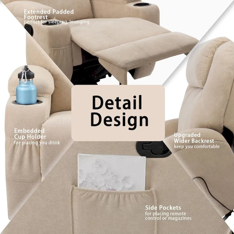 Homall Swivel Fabric Massage Recliner Chair for Living Room