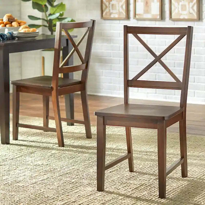 Set of 2 Solid Wood Crossback Dining Chairs by Simple Living