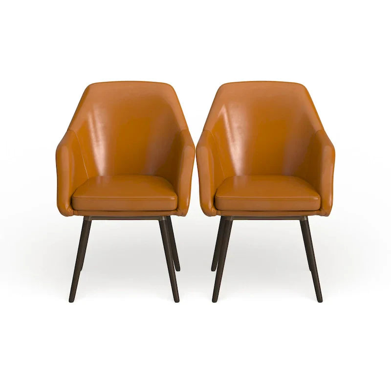 Set of 2 Carson Carrington Akrehamn Cappuccino Faux Leather Armchairs