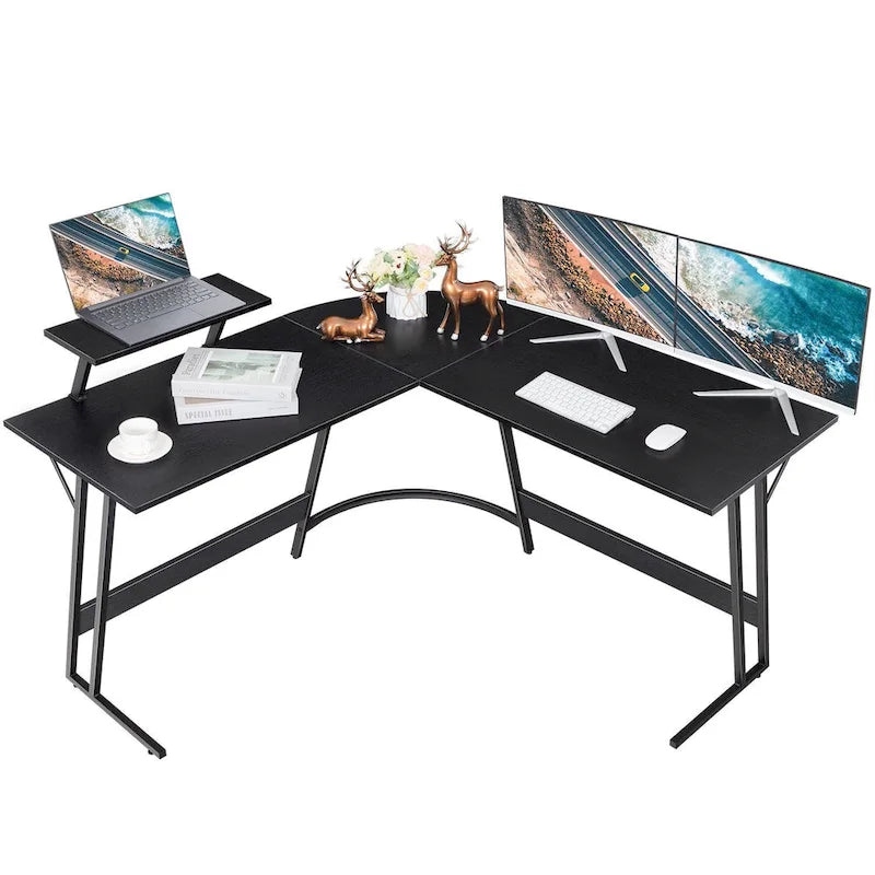 Homall Modern L-Shaped Corner Computer Desk with Accompanying Small Table