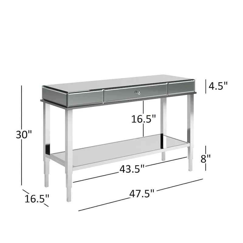 iNSPIRE Q Bold Camille Mirrored Console Table TV Stand with Drawer