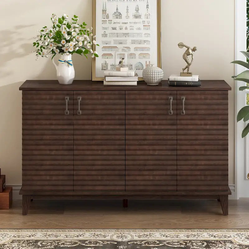 Large 4-Door Sideboard Buffet with Adjustable Shelves for Ample Storage