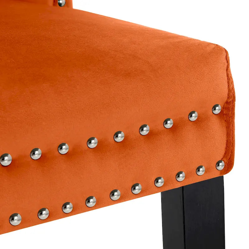 Set of 2 Grandview Tufted Upholstered Dining Chairs with Nailhead Trim and Ring Pull
