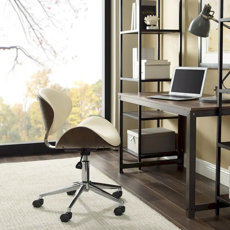 Mid-Century Modern Adjustable Office Chair with Swivel & Casters