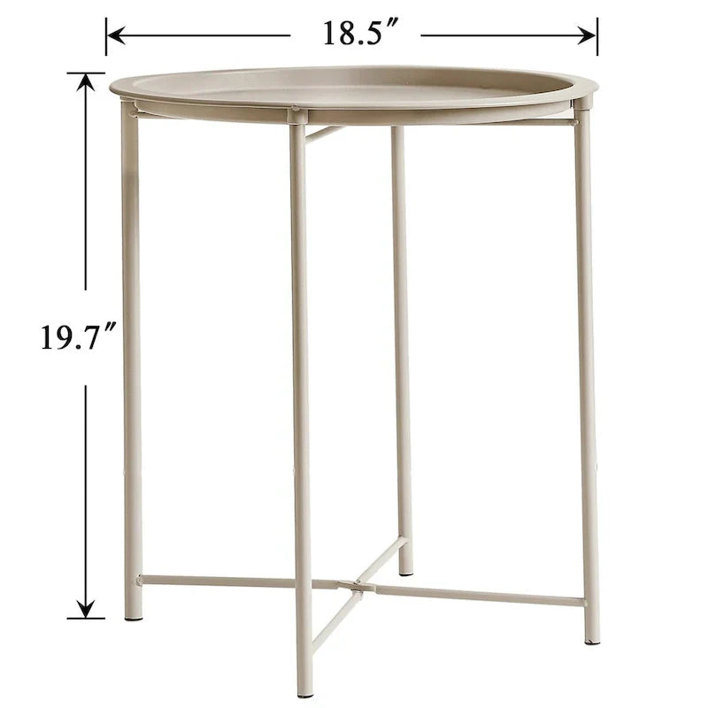 Javlergo Set of 2 Folding Round Steel TV Tray Tables - Compact Side Tables, No Assembly Needed - Dimensions: 18.5 x 18.5 x 19.7 in