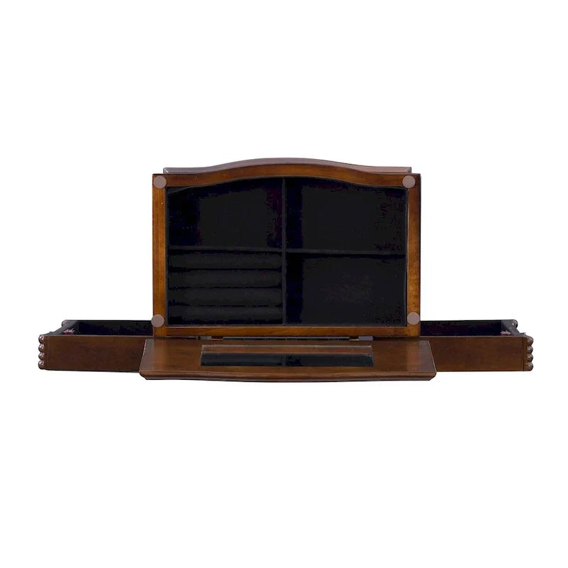 Serena Walnut Jewelry Armoire with Mirrored Finish