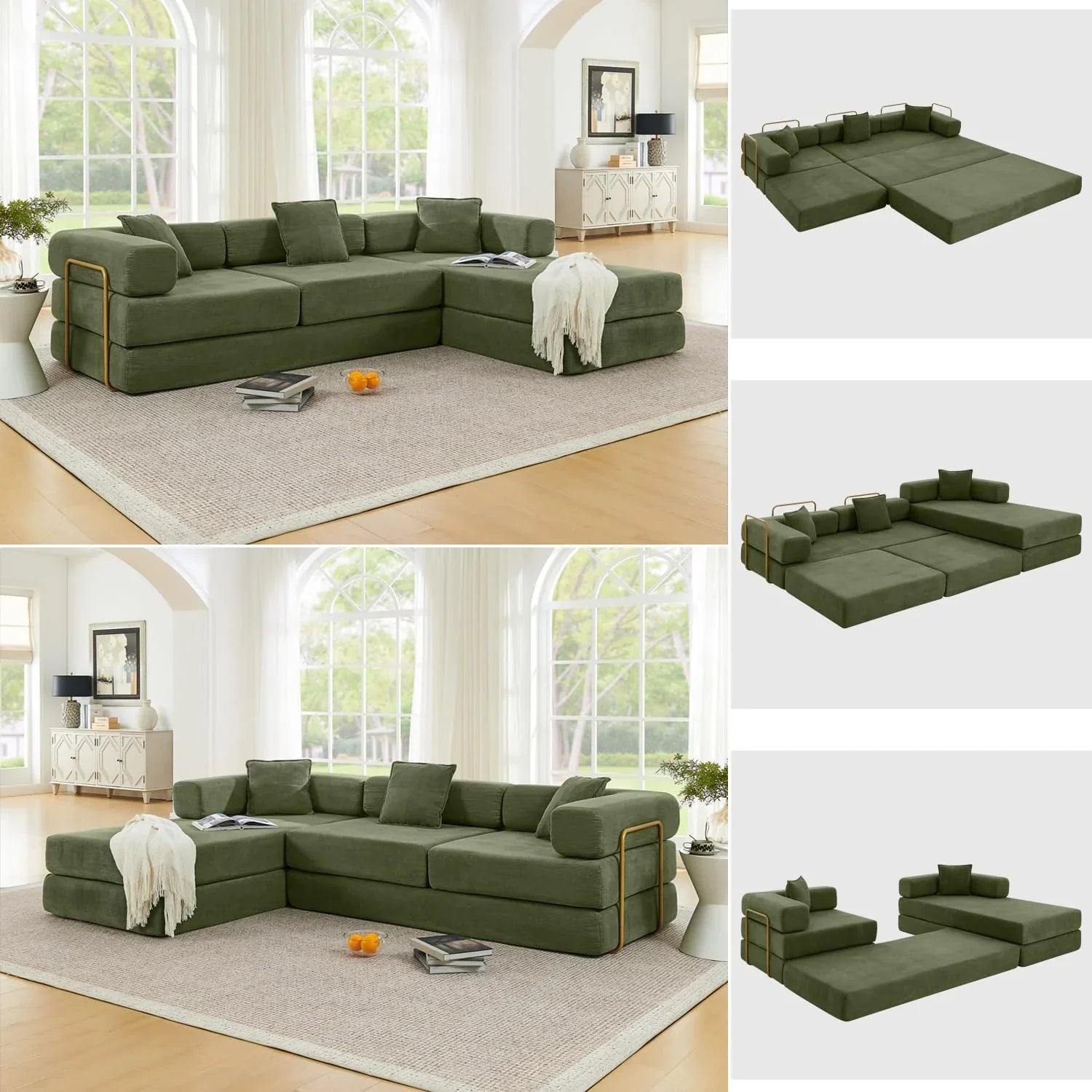 HANXIN 78 Inch Convertible Sleeper Sofa Bed, Folding Floor Mattress Couch