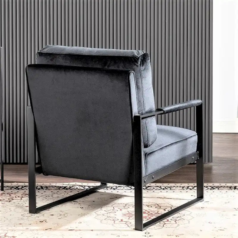 Hosam 25.4 Velvet Upholstered Chair with Metal Arms