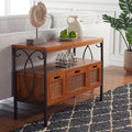 SAFAVIEH Tamuita Antique Pewter Console Table with Dark Walnut Finish - Dimensions: 36 x 13.8 x 24.8 inches