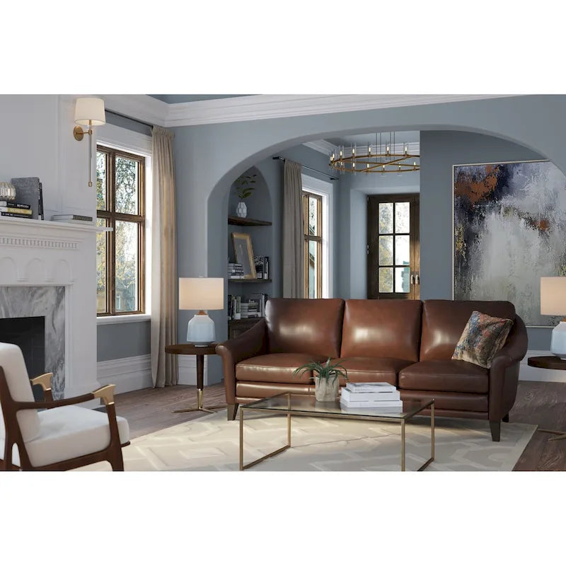 Sienna Authentic Leather Midcentury Modern Loveseat