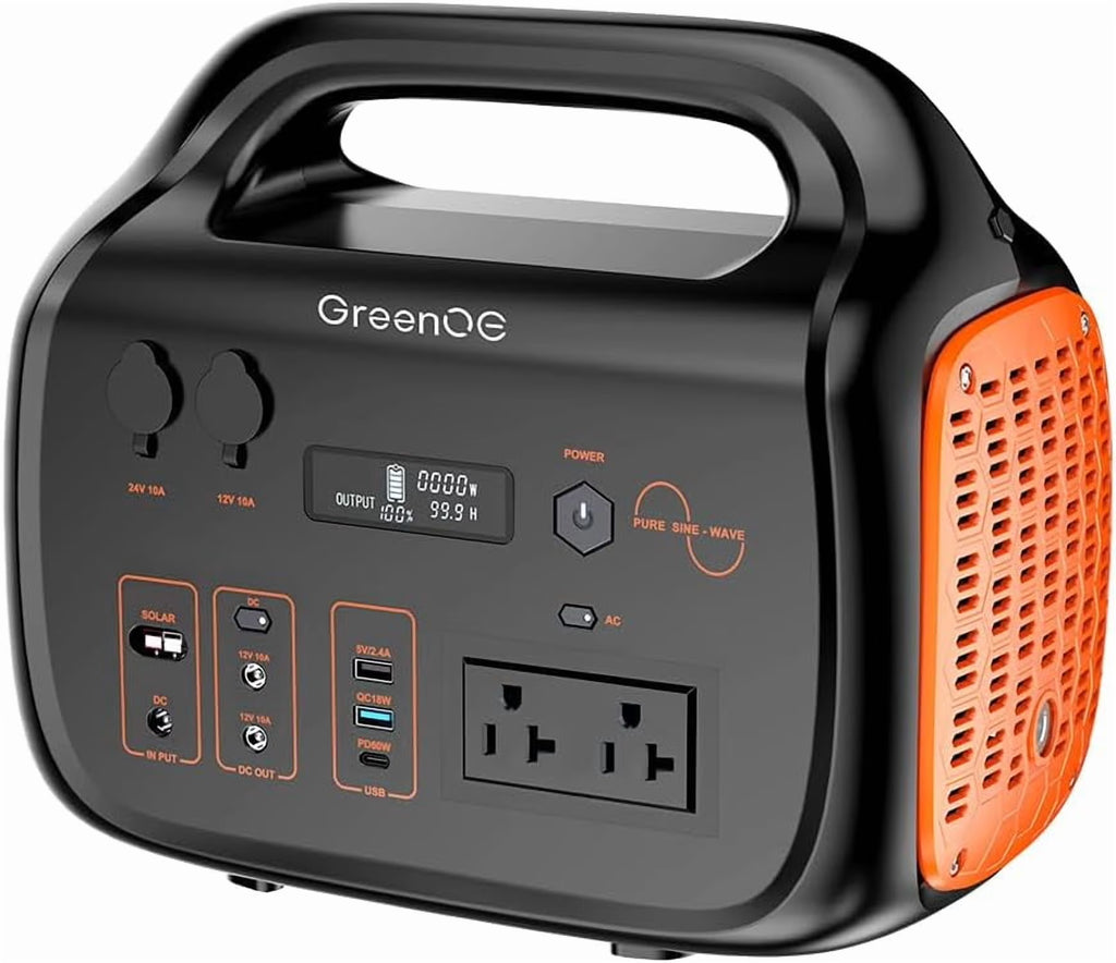 GreenOE Portable Power Station 1000W 1024Wh Solar Powered Generator with 100W Solar Panel, Camping Power Bank for Outdoors Travel Hunting Home Lithium Battery Backup