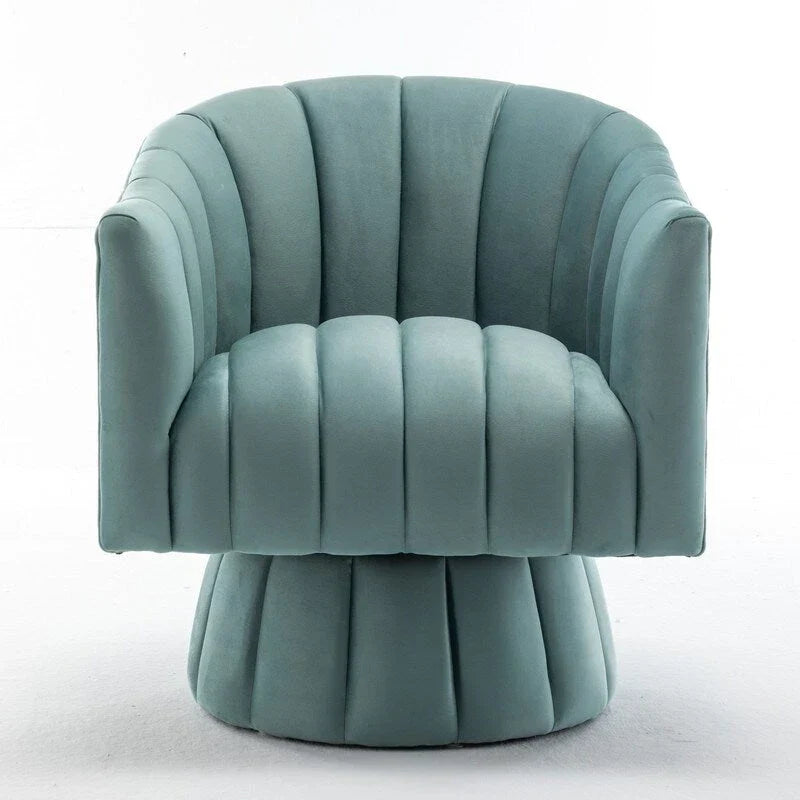 SEYNAR Set of 2 Modern Glam Velvet Upholstered Round Swivel Accent Barrel Chairs