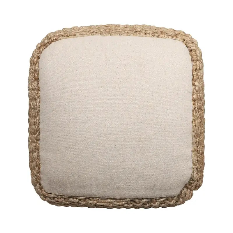 HomeRoots 18-Inch Natural Jute Woven Cube Pouf Ottoman