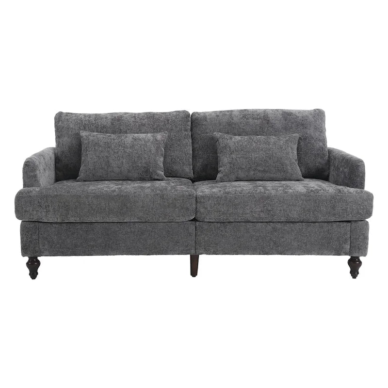 HOMEFUN Chenille Upholstered Loveseat and Armchair Set with Wooden Frame for Living Room