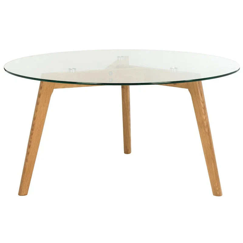 SAFAVIEH Rachelle Mid-Century Round Glass Coffee Table - Dimensions: 35.4" W x 35.4" D x 17.7" H