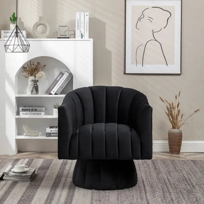 SEYNAR Set of 2 Modern Glam Velvet Upholstered Round Swivel Accent Barrel Chairs