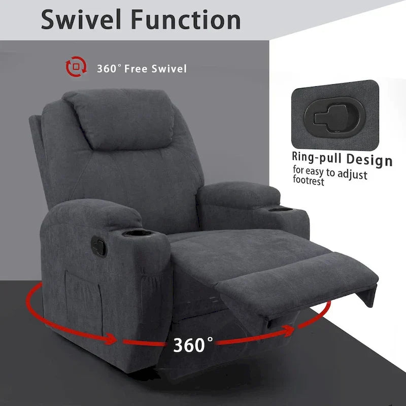 Homall Swivel Fabric Massage Recliner Chair for Living Room