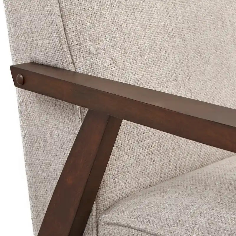 Mid Century Accent Lounge Chair with Cushioned Seat and Wooden Frame