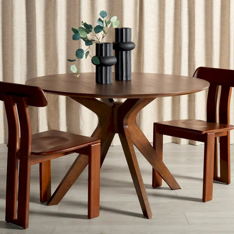 SAFAVIEH Couture Meiko 46-Inch Round Dining Table - Dimensions: 46" W x 46" D x 30" H