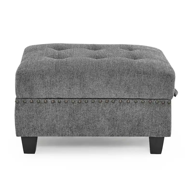 Grey Chenille L-Shaped Modular Sectional Sofa Set with Three Individual Chairs and Three Corner Pieces - Dimensions: 116W x 89.5D x 36.5H