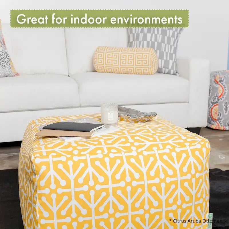 Majestic Home Goods Indoor Wales Poly/Linen Ottoman Pouf - 27" L x 27" W x 17" H