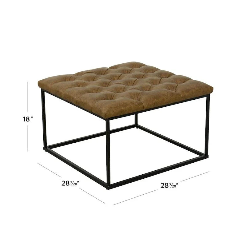 HomePop Draper Square Upholstered Cocktail Ottoman with Button-Tufted Top