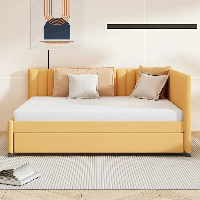 Merax Upholstered Full-Size Daybed with Trundle Feature